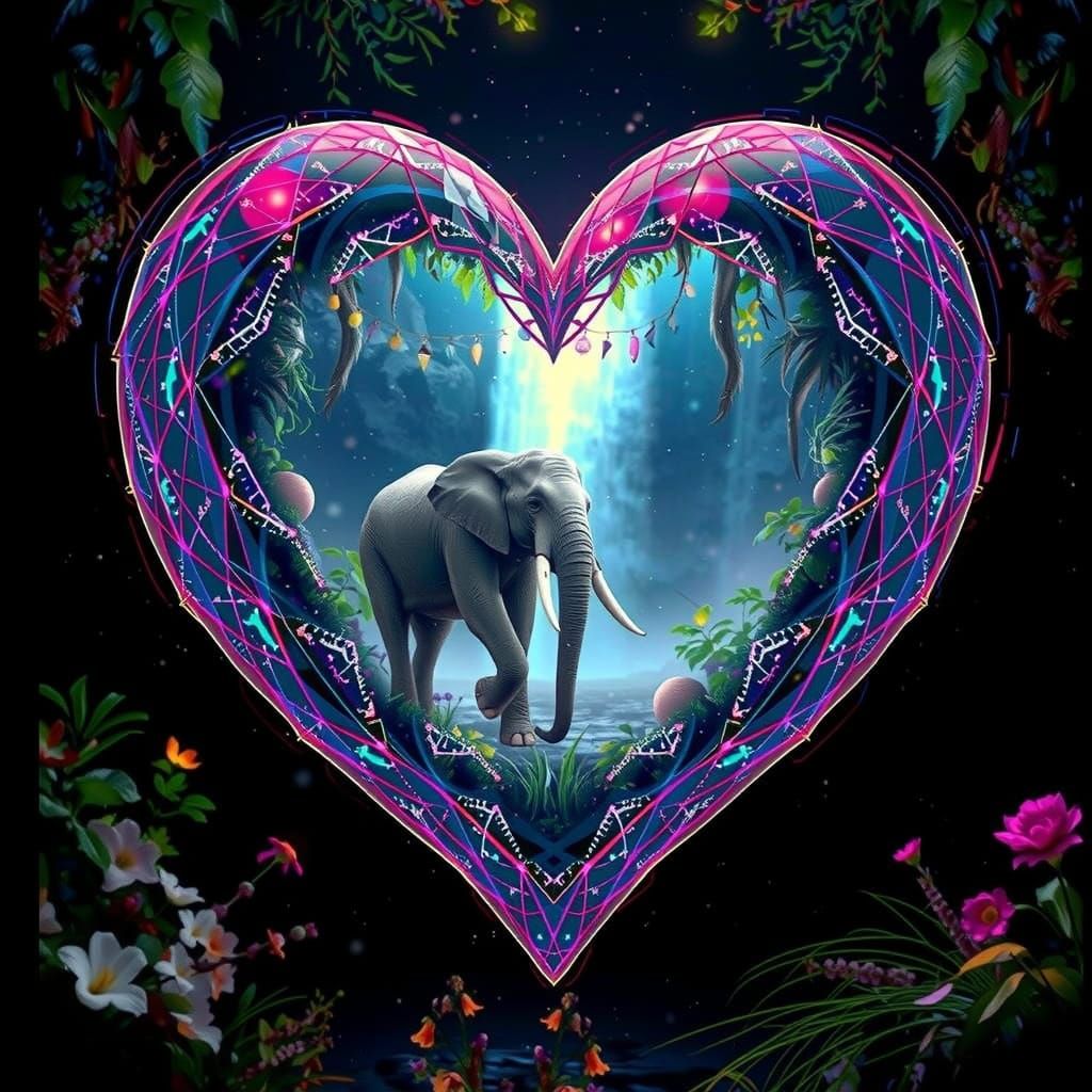 Surreal Heart Reveal in Cyberpunk Style