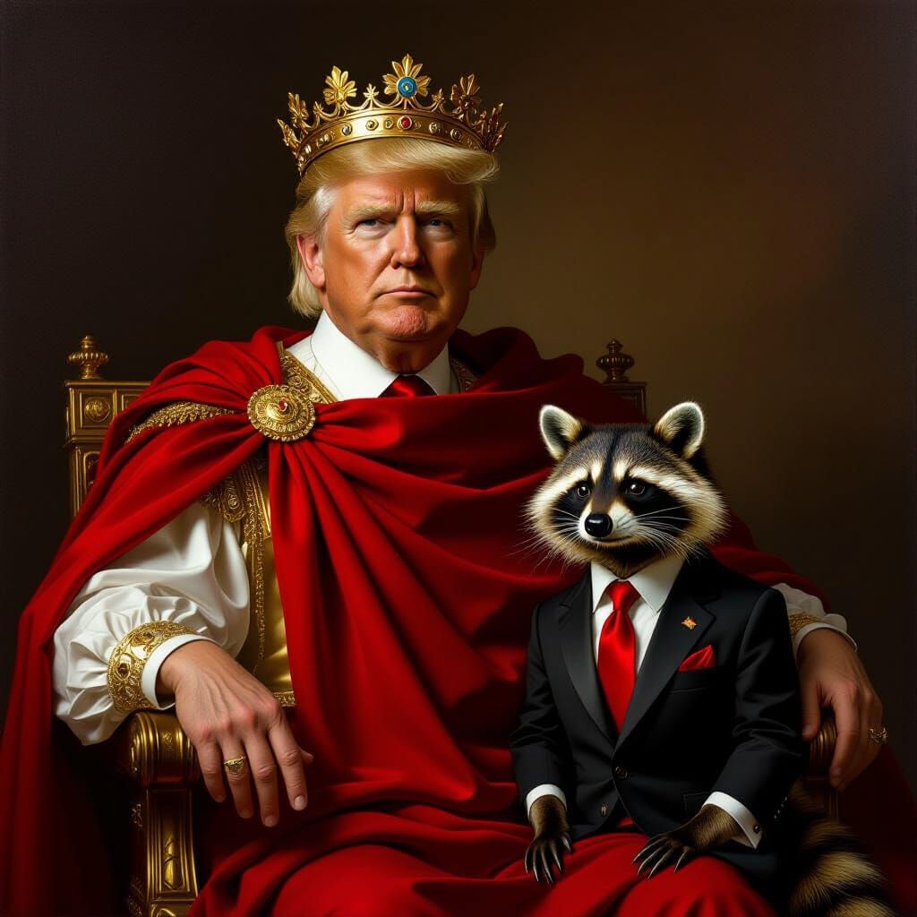 Trump as Roman Emperor with Raccoon Twin