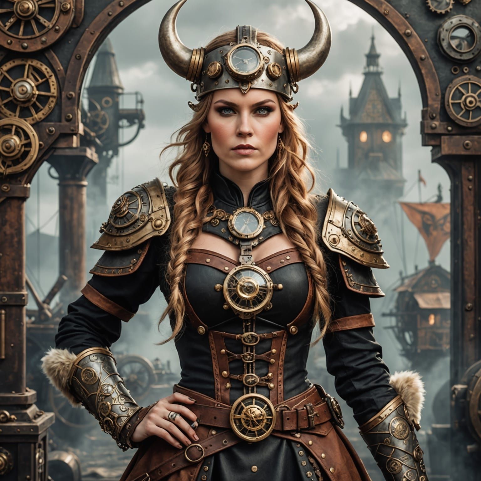 Steampunk Viking Freya: Mechanical Goddess