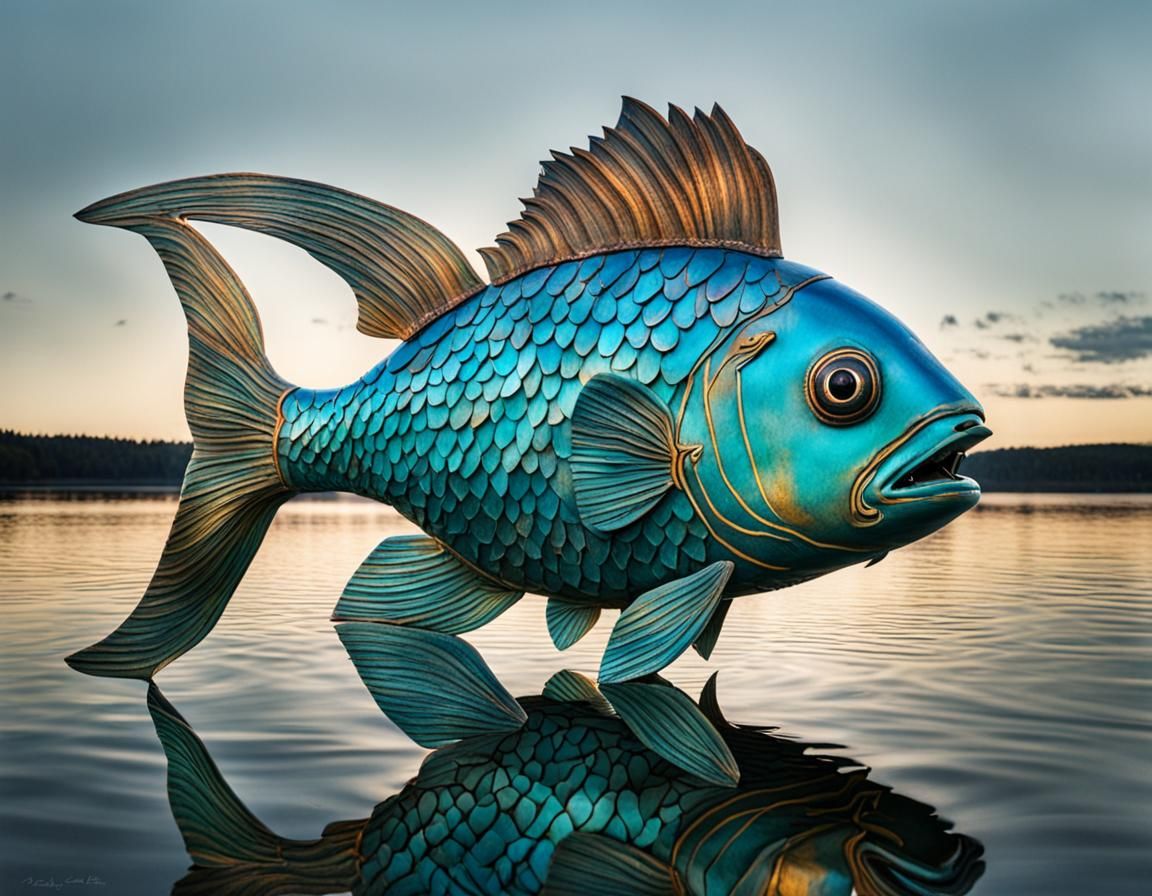 Surreal Fish Made of Lake Water