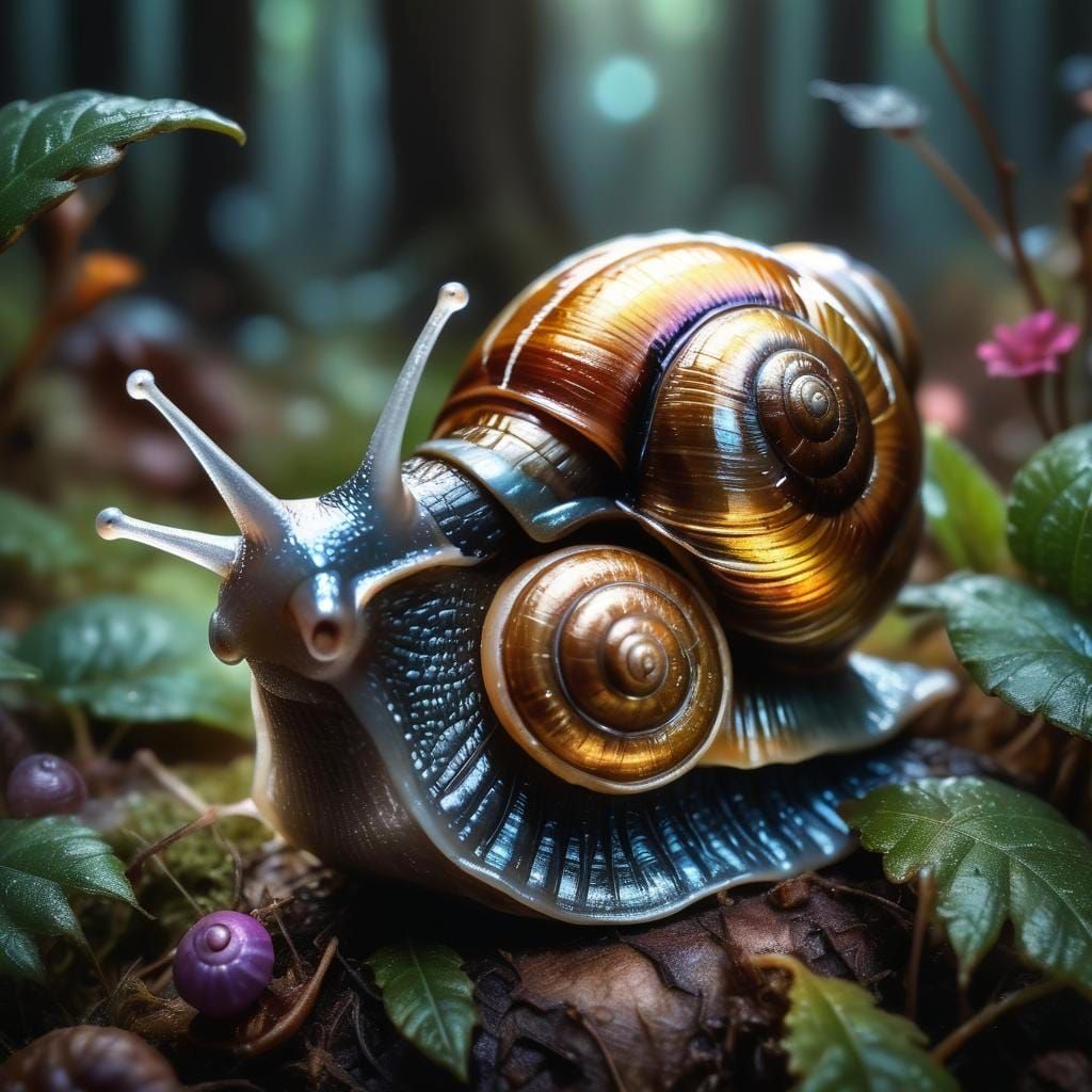 Fantasy Forest Snail with Metallic Shine
