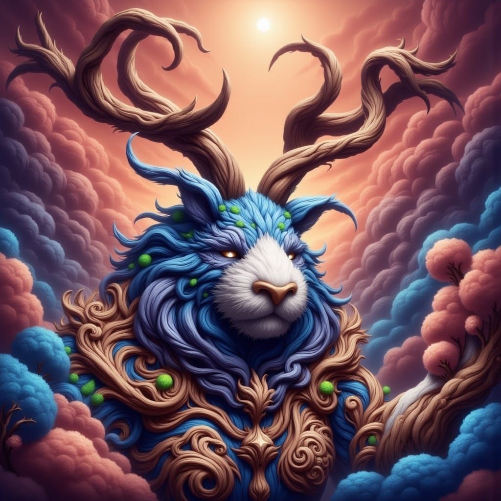 War Jackalope with Massive Muscles and Horns