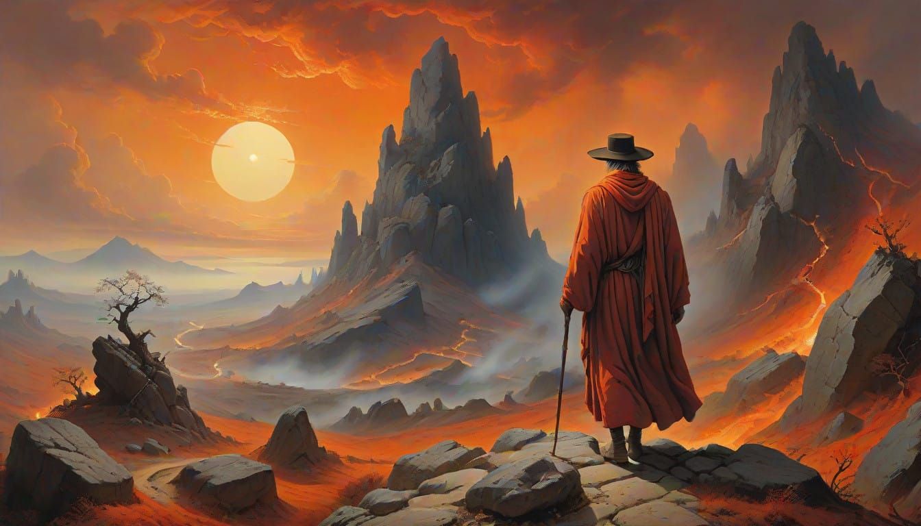 Majestic Dante's Ascent of the Golden Mount of Purgatory