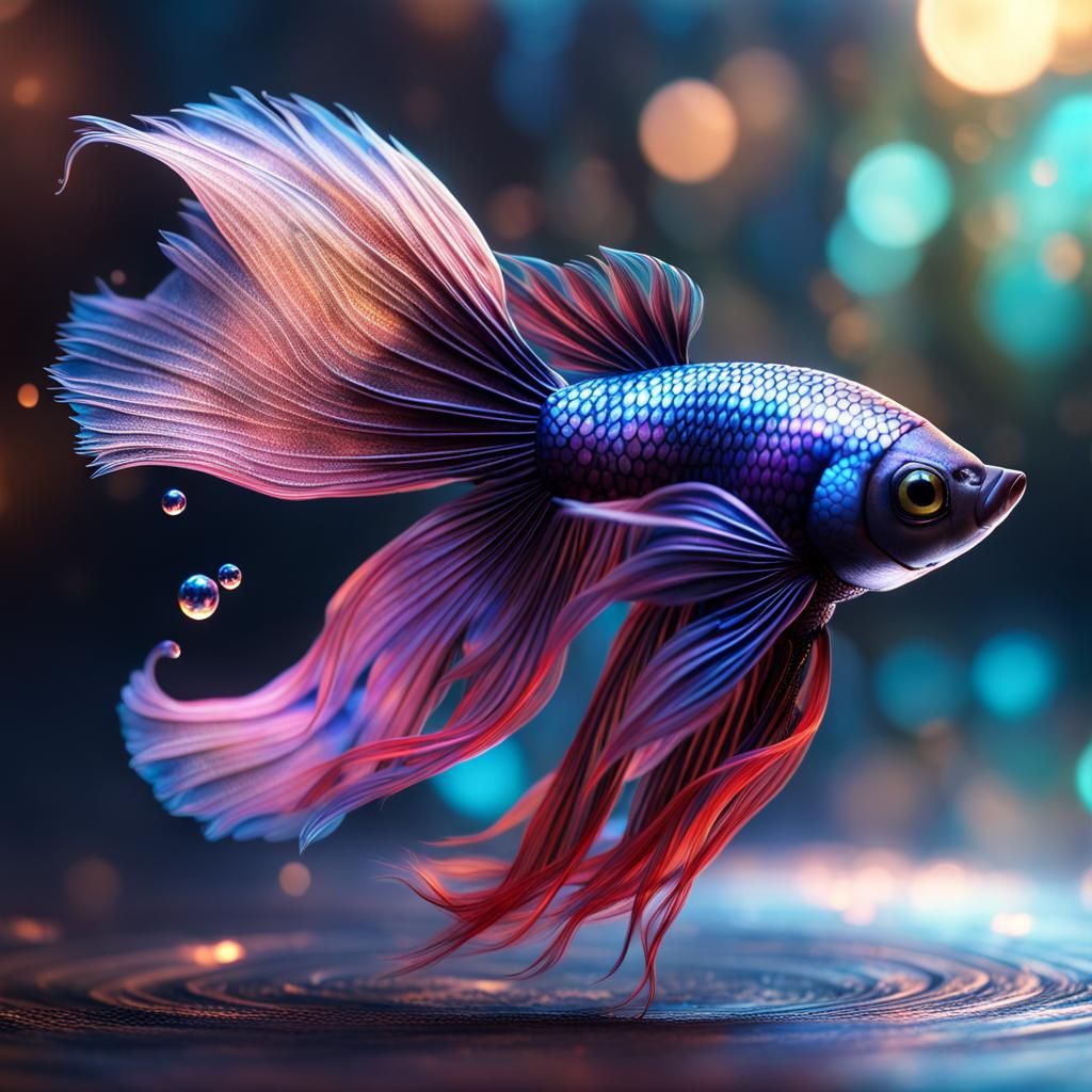 Winged Betta Fish Fantasycore Masterpiece in CGI