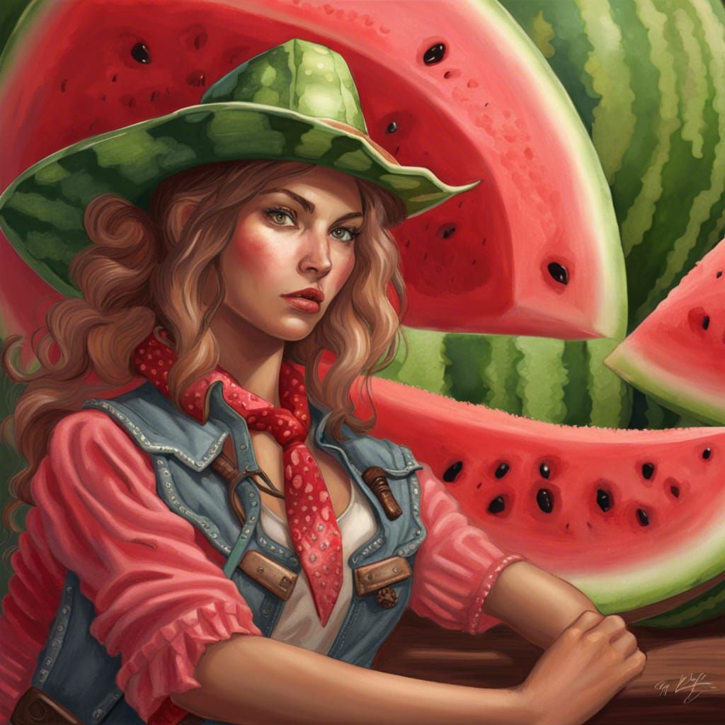 Watermelon Cowgirl Warrior Digital Art