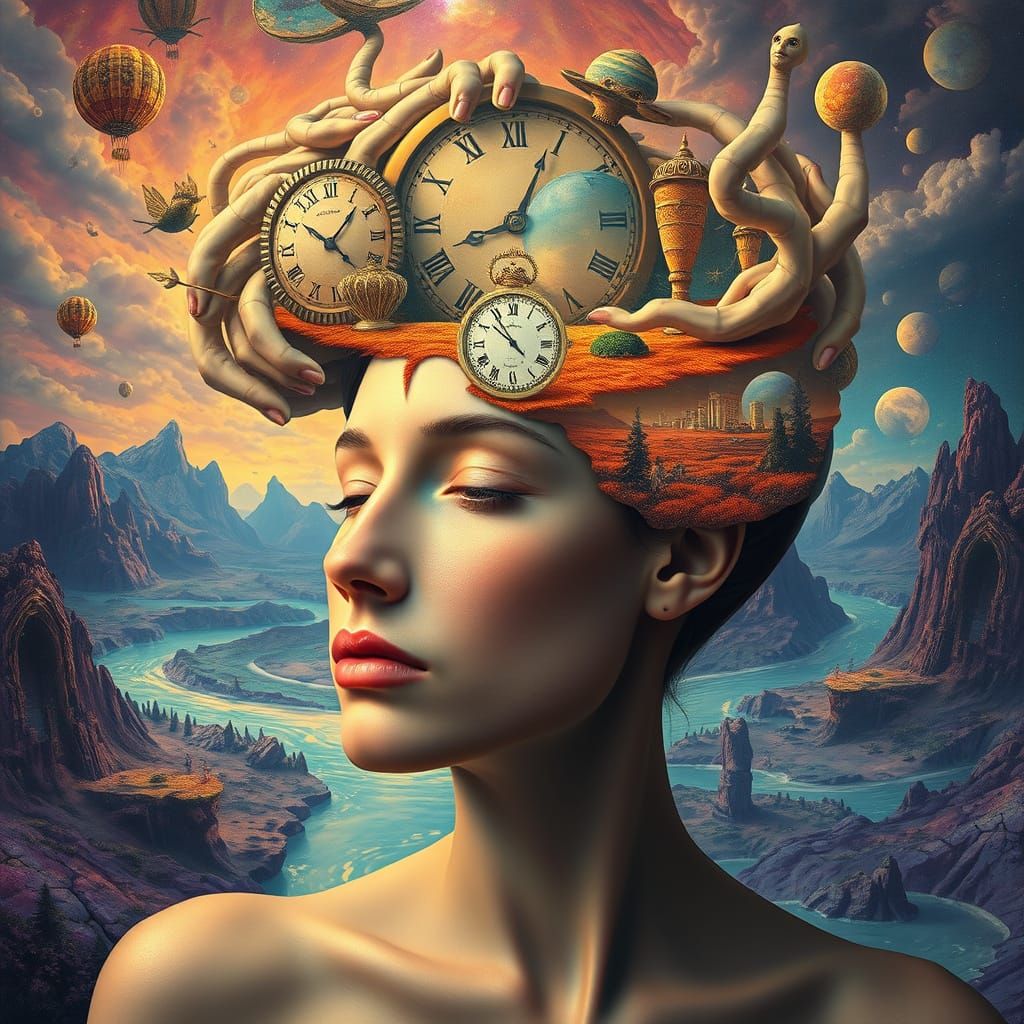 Dreamlike Surrealist Landscape of the Subconscious Mind