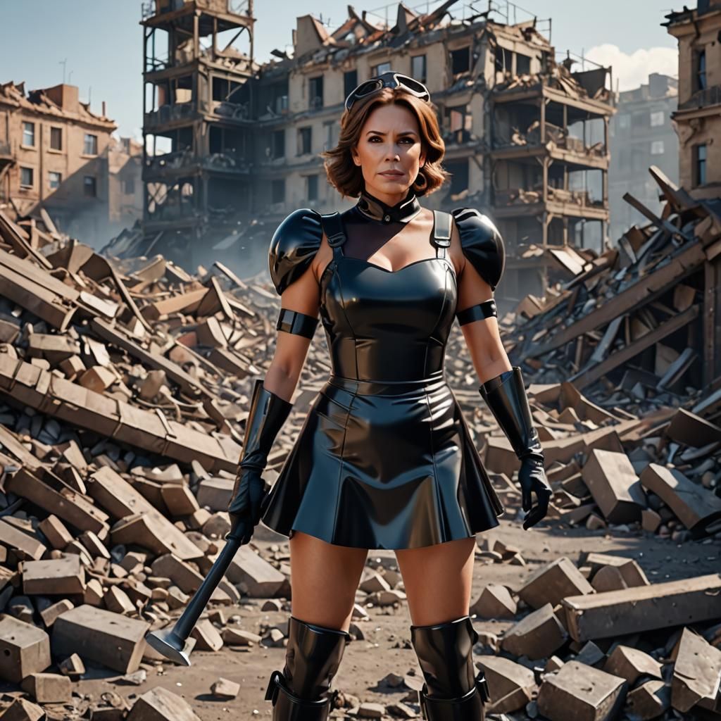 Epic Sci-Fi Scene of a Spanish Woman in a Futuristic Town