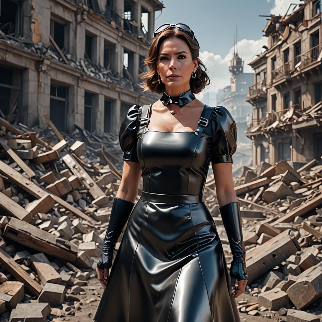 Maid in Rubble: Sci-Fi Scene in Desolate Town