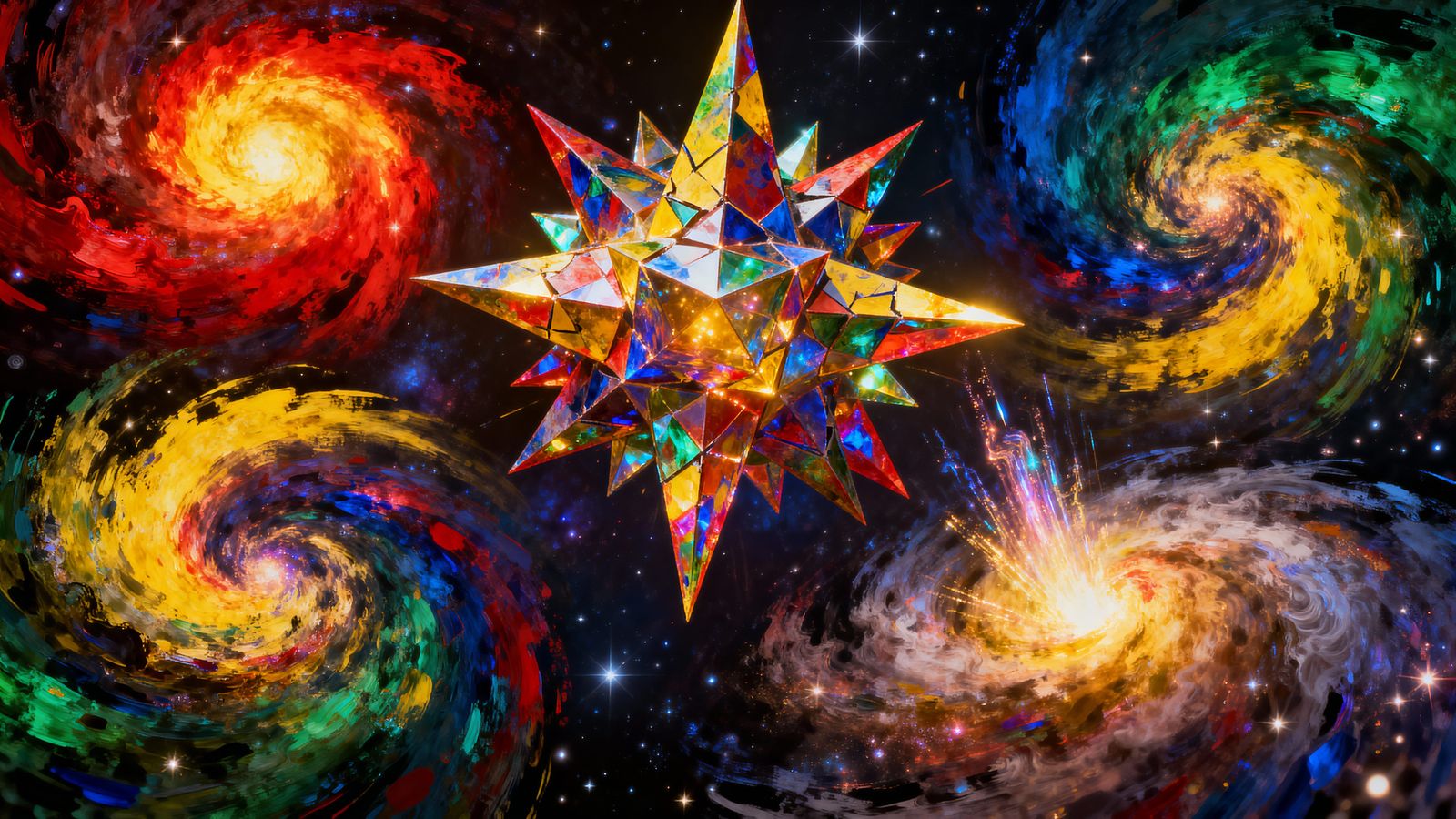 Vivid Cosmic Vortices of Paint and Plasma in Abstract Style