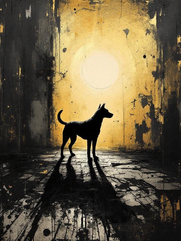 Dog in Urban Noir: Abstract Expressionism Meets Film Noir