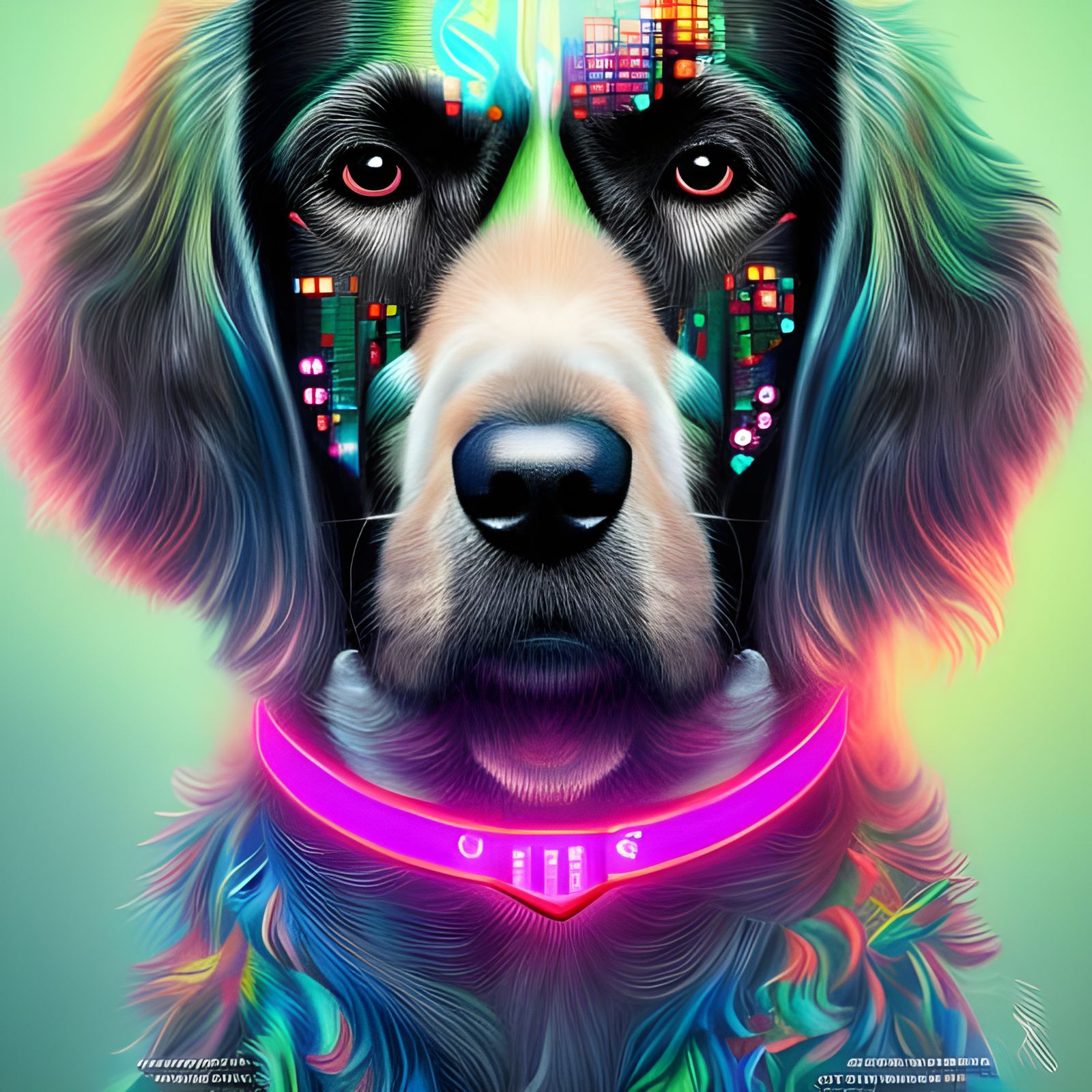 Cyber Punk Spaniel - Neon Dan the Spaniel by Lord Elboron