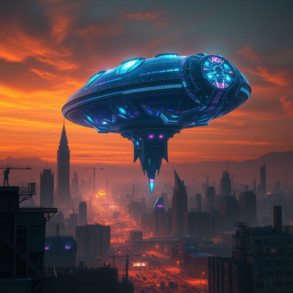 Dystopian Alien Mothership in a Sci-Fi Epic