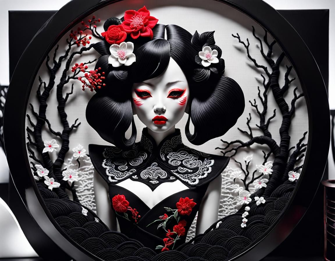 Japanese Ceramic Figure in Embroidery World