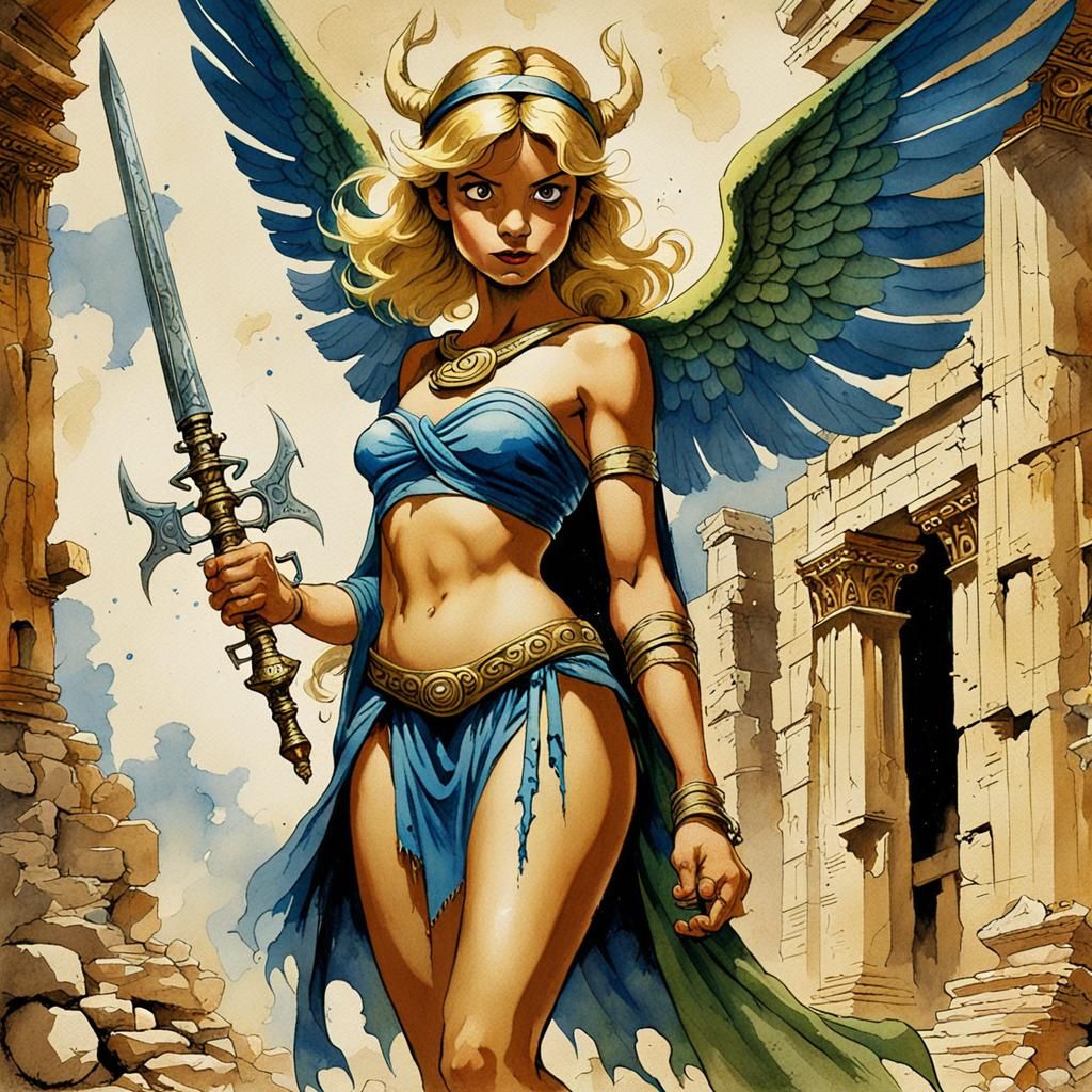 Tinkerbell as Greek Goddess in Ruined Temple