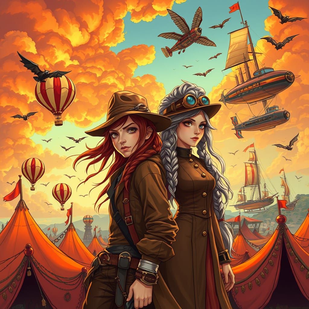 Steampunk City Awaits at Sunset in Cyberpunk Style