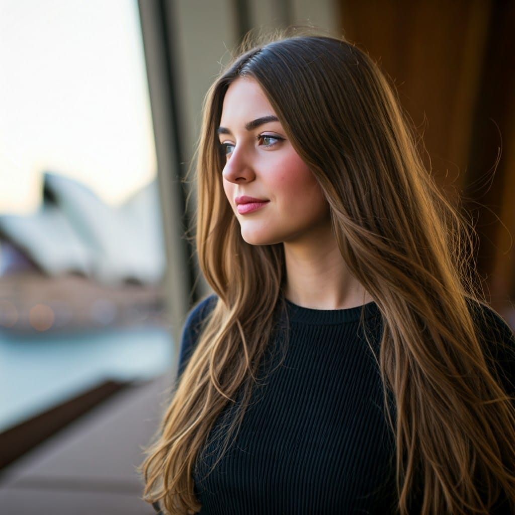 Woman Gazing from Sydney Opera House Window