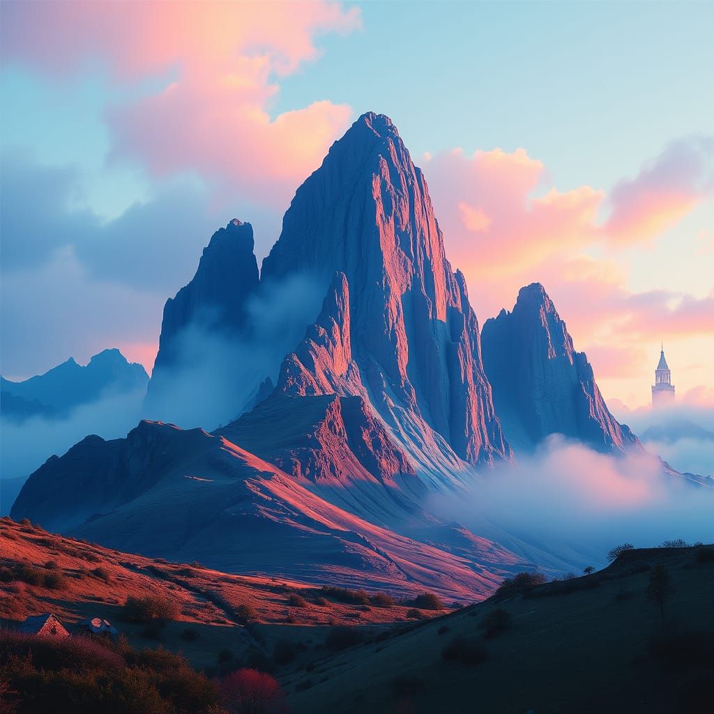 Glitchcore Landscape in Striking Blue Palette