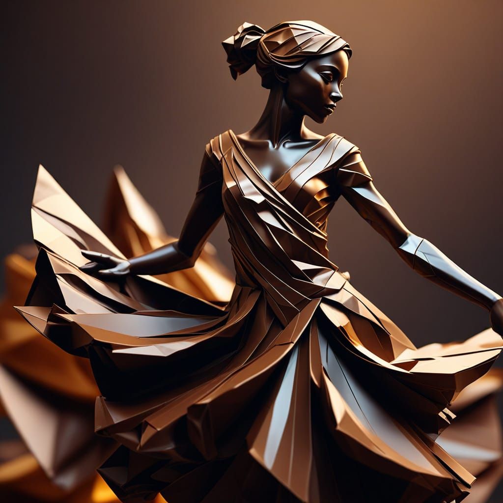 Chocolate Dancer: Origami-Inspired Digital Art