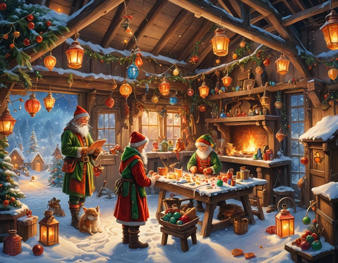 Magical Elves Workshop: Vibrant Oil Painting at North Pole
