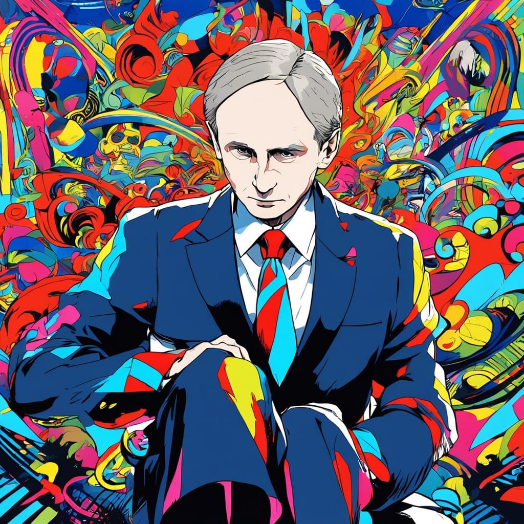 Dignified Putin in Anime-Style Cel-Shaded Aesthetic