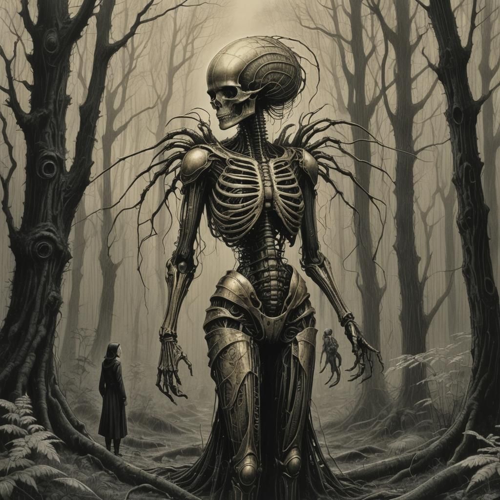 Surreal Woman Eats Centipede in Rainy Woods