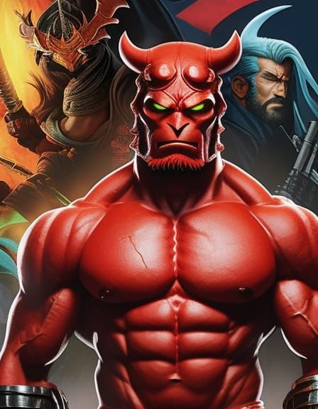 Hellboy Digital Painting in Modern Style