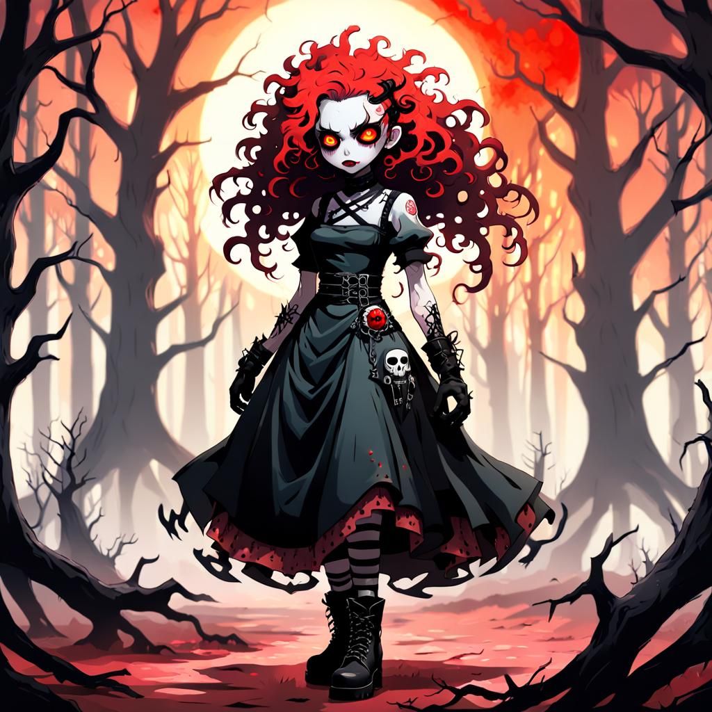 Gothic Punk Rocker Doll in Dark Fantasy Art