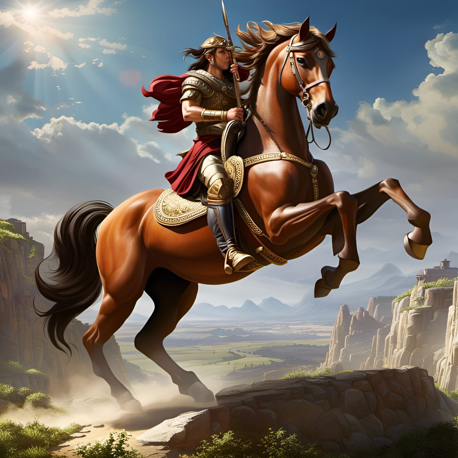 The warrior in a hurry, on the way to the fortress