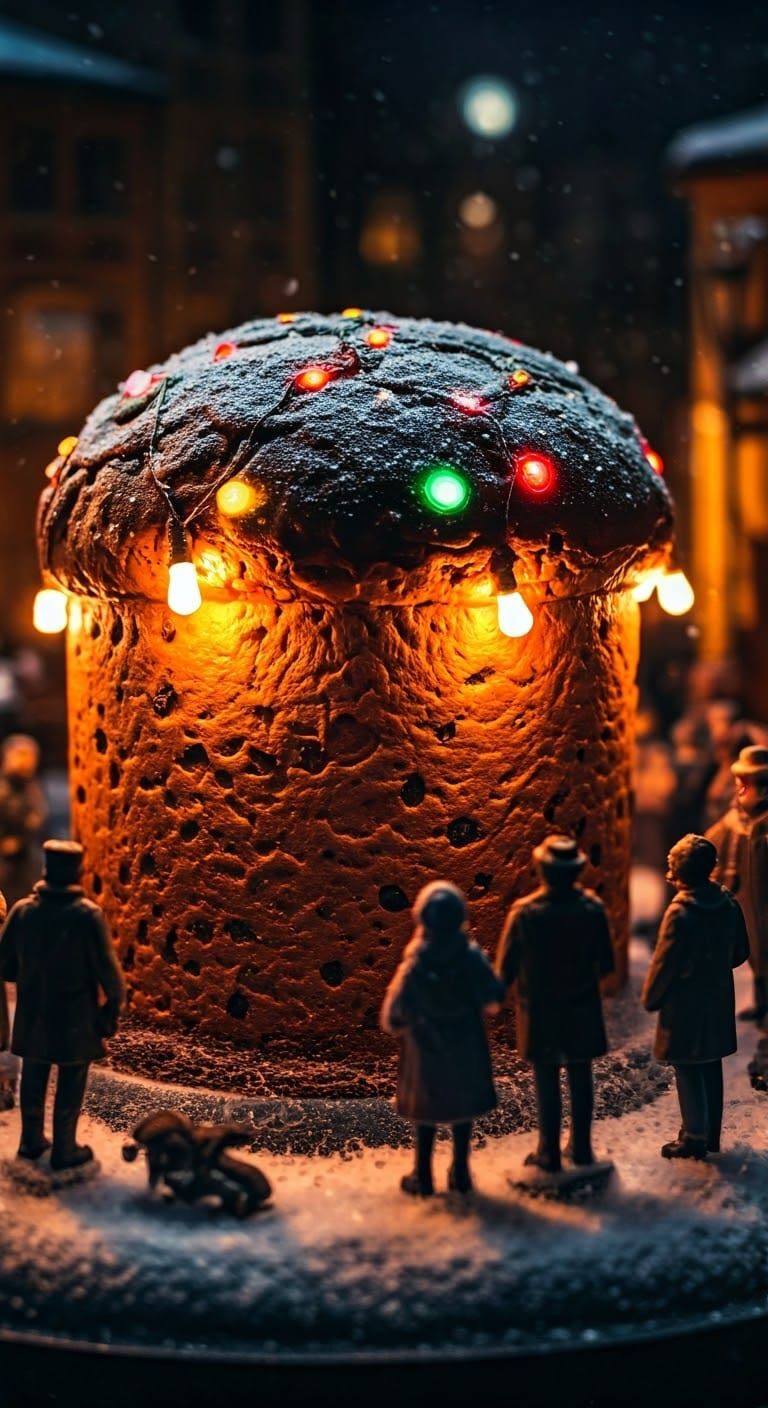 Festive Christmas Market with Giant Panettone Diorama