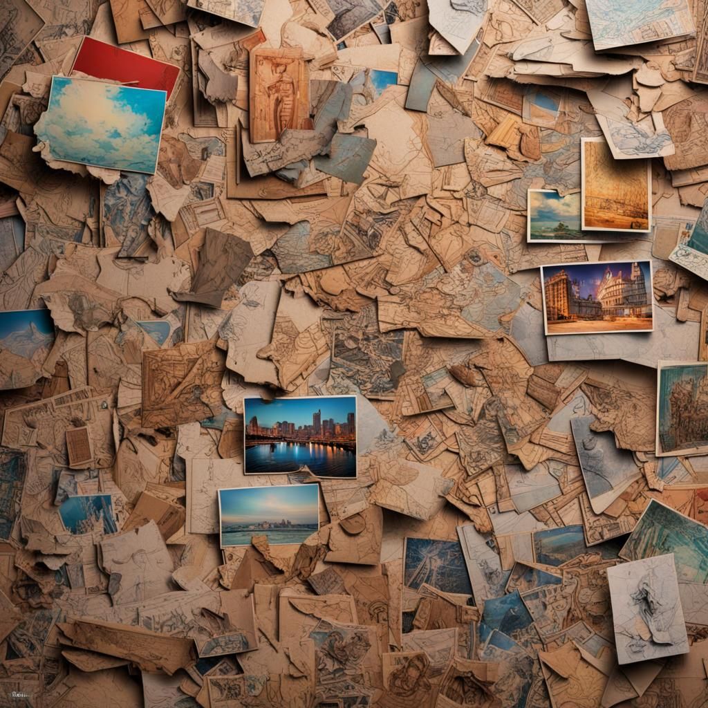 Detailed Postcard Chipboard in Hyperrealistic Style