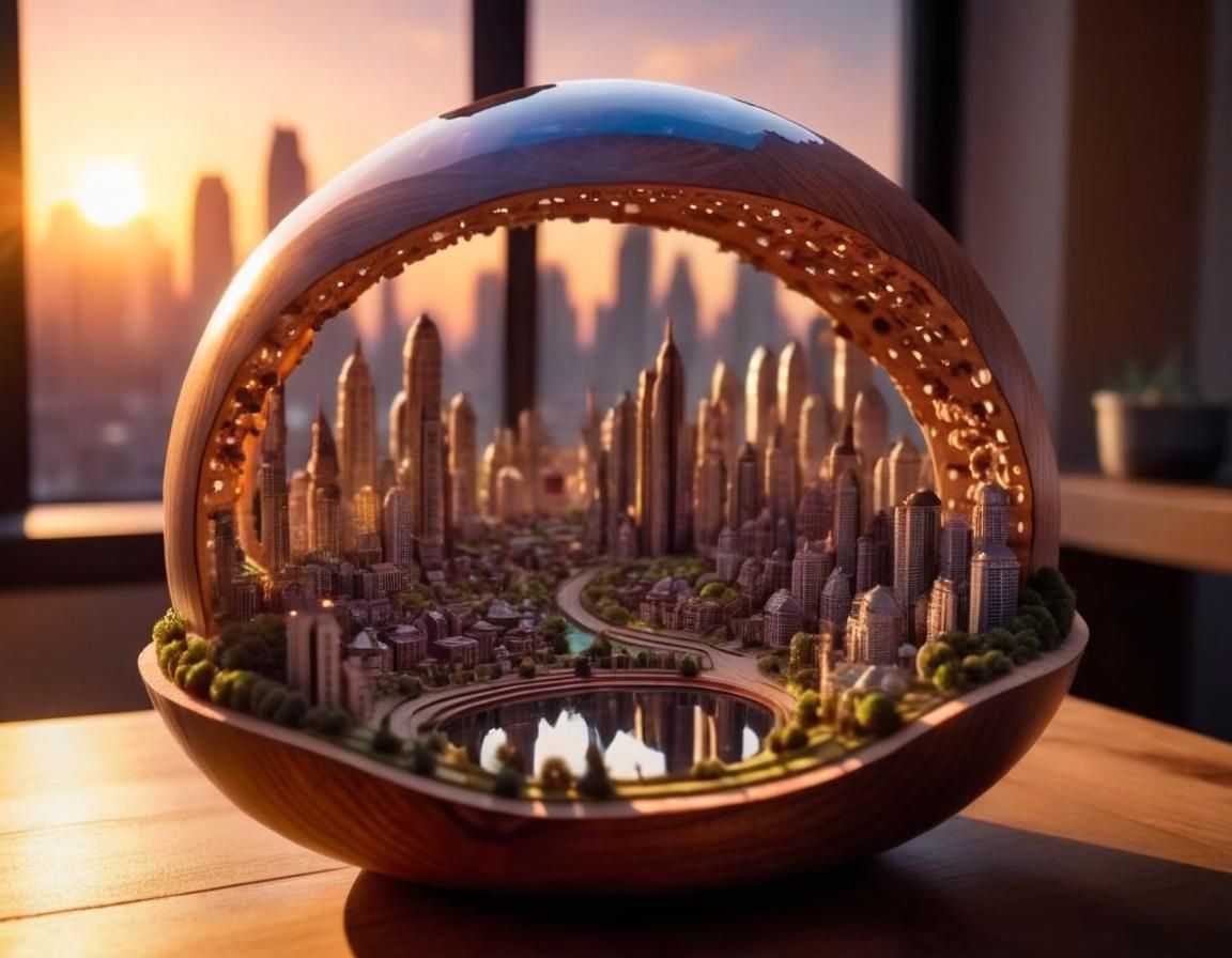Utopian City Inside Walnut Shell