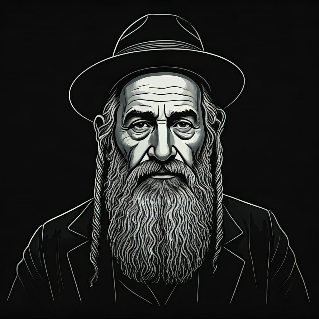 Metal Line Drawing of Hasidic Man