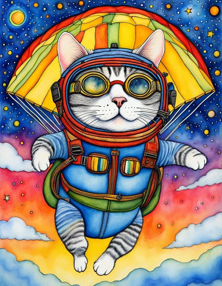 Skydiving cat