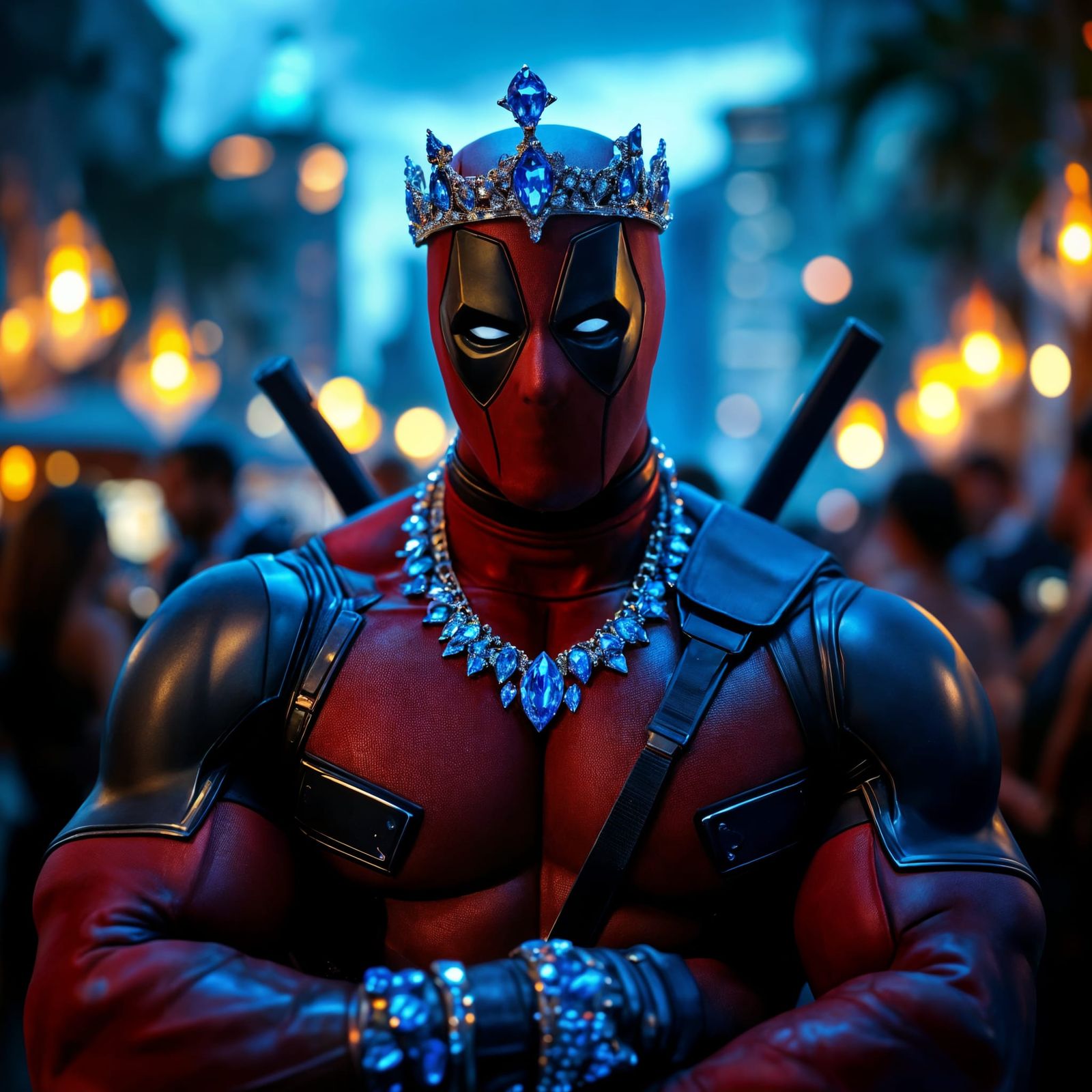 Deadpool's Extravagant Celebration in Ultra-HDR Photo