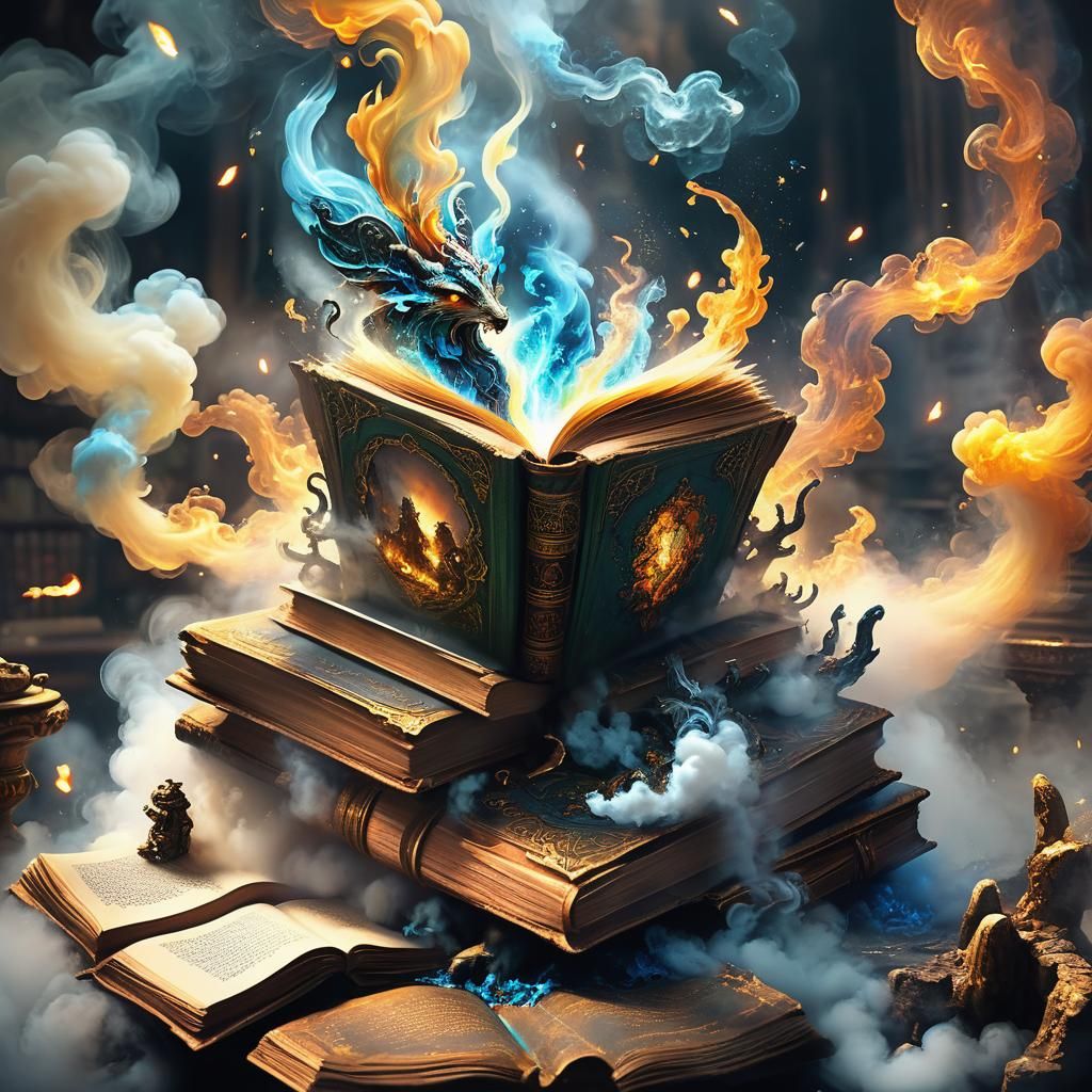Magical Book Creates Reality with Ethereal Smoke