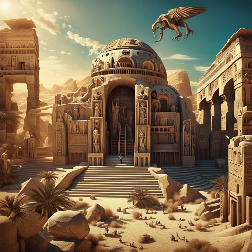 Steampunk Egyptian Necropolis in Neo-Gothic Style
