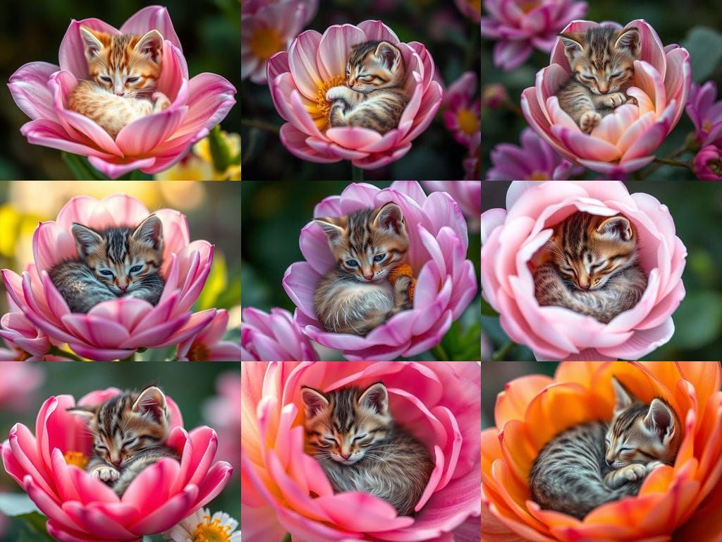 Sweet Kitten Blooms in Vibrant Floral Scene