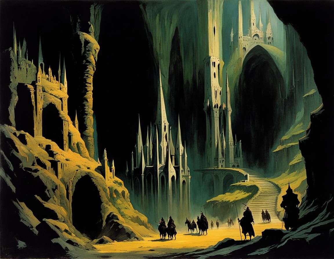 Grimdark Underground City in Massive Cave