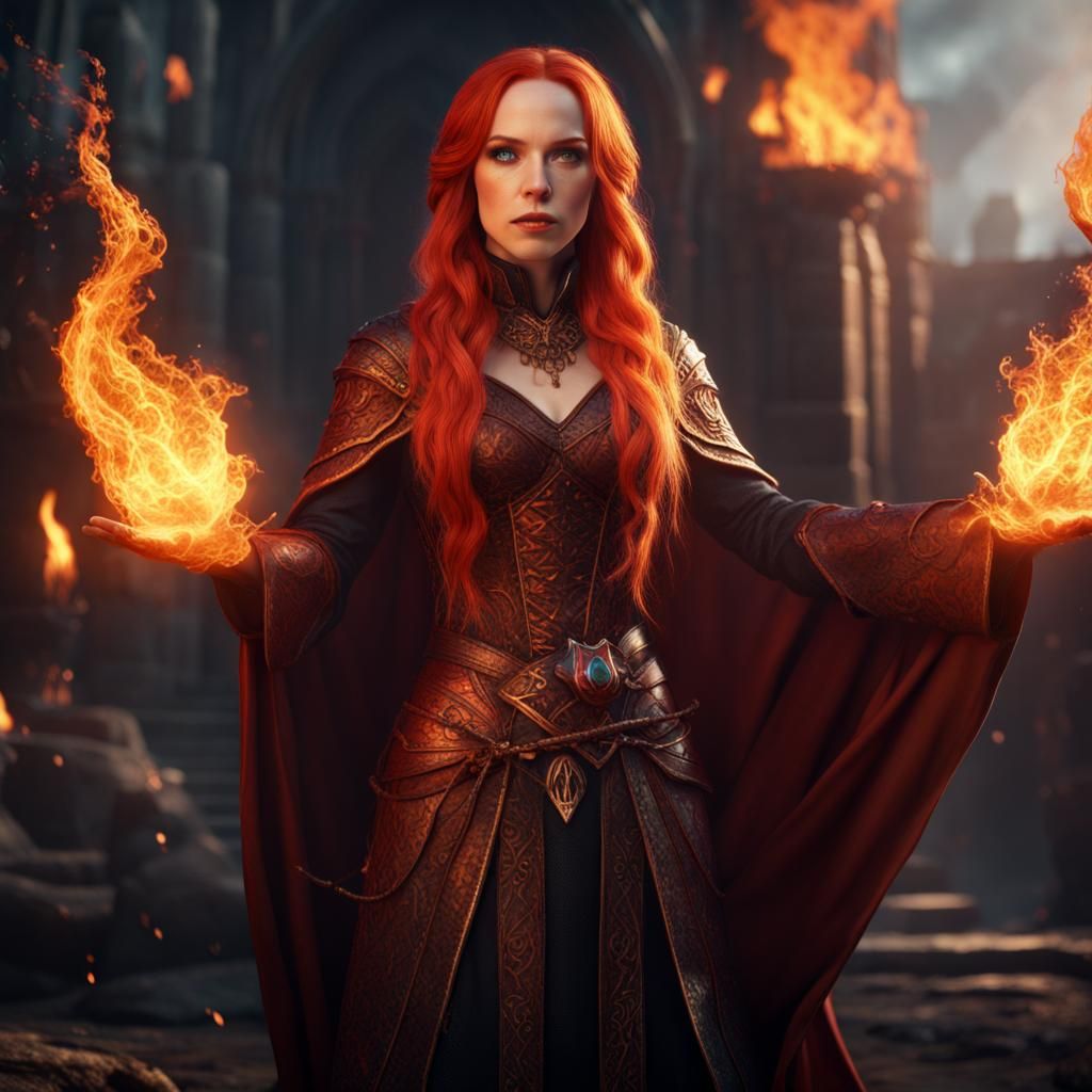 Fiery Mage Digital Art in Unreal Engine 5