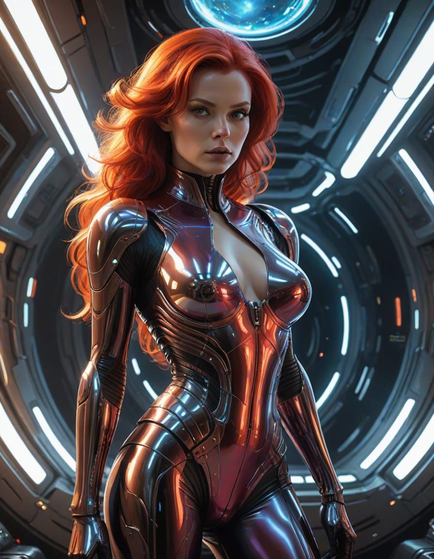 Regal Space Captain in Cyberpunk Aesthetic