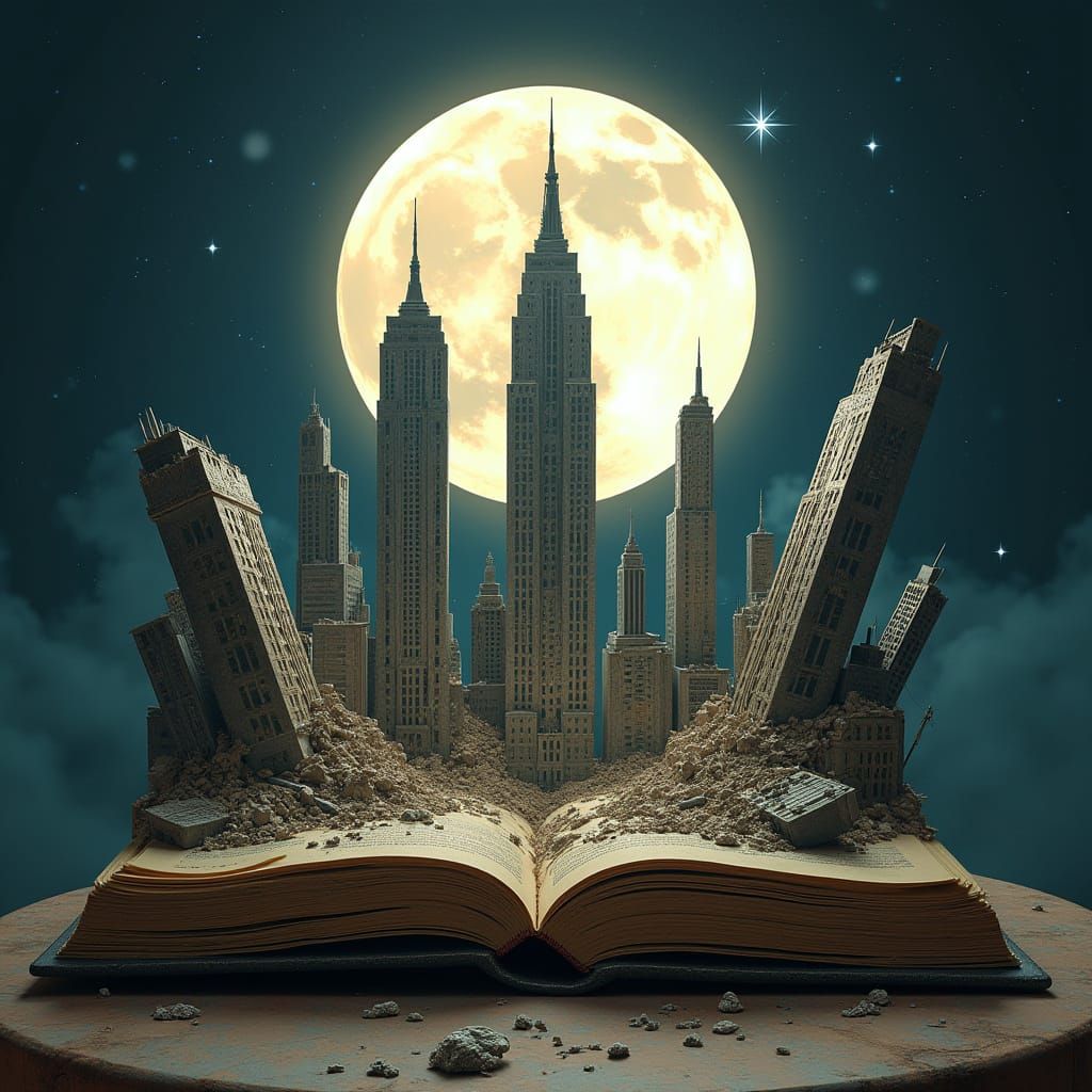 War-Torn City Pop-Up Book in Dystopian Style