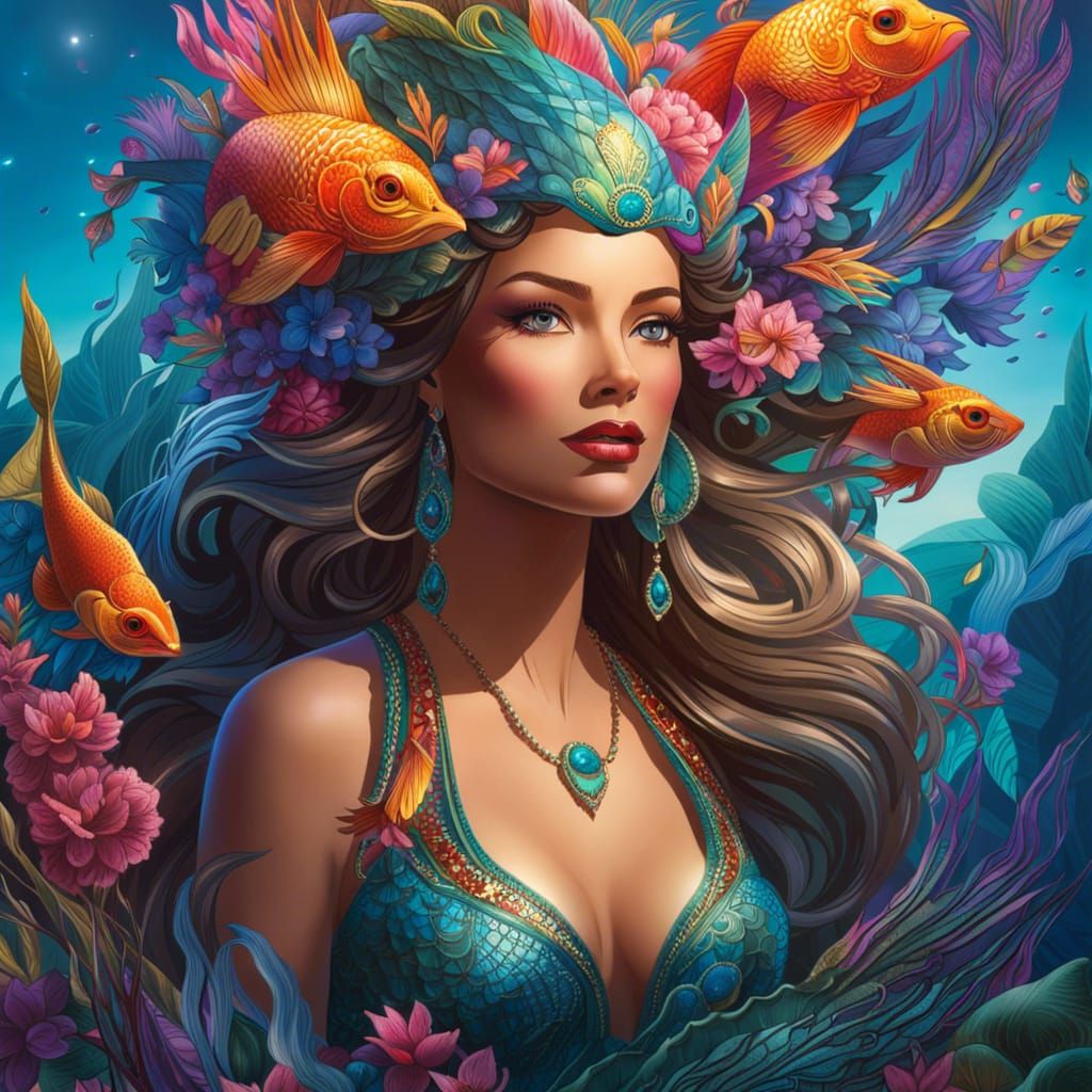 Mermaid Princess in Graffiti Art Style