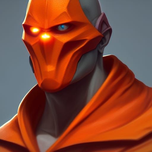 Hyperrealistic Orange Lantern Portrait in Biopunk Style