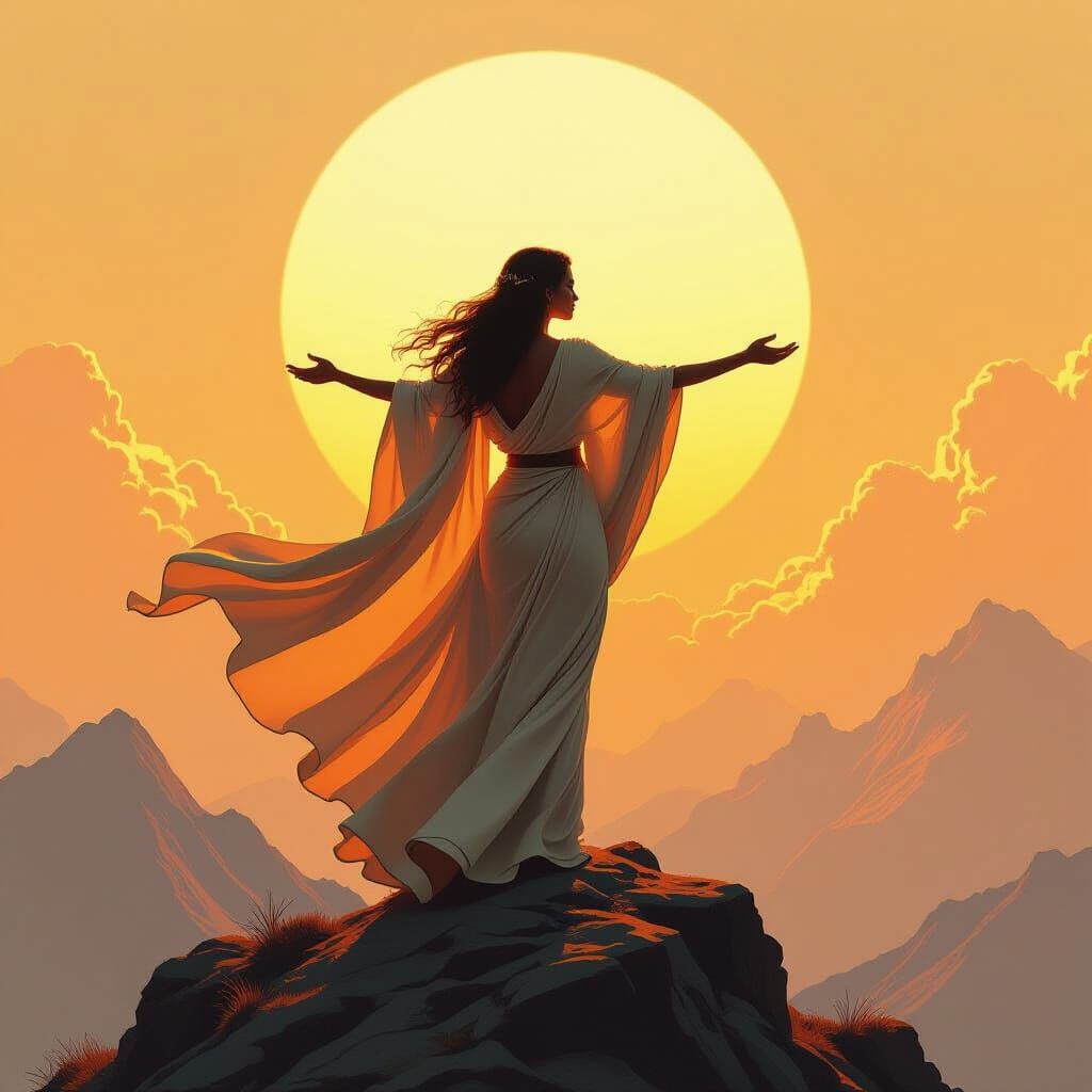 Majestic Muse in Golden Light Digital Art