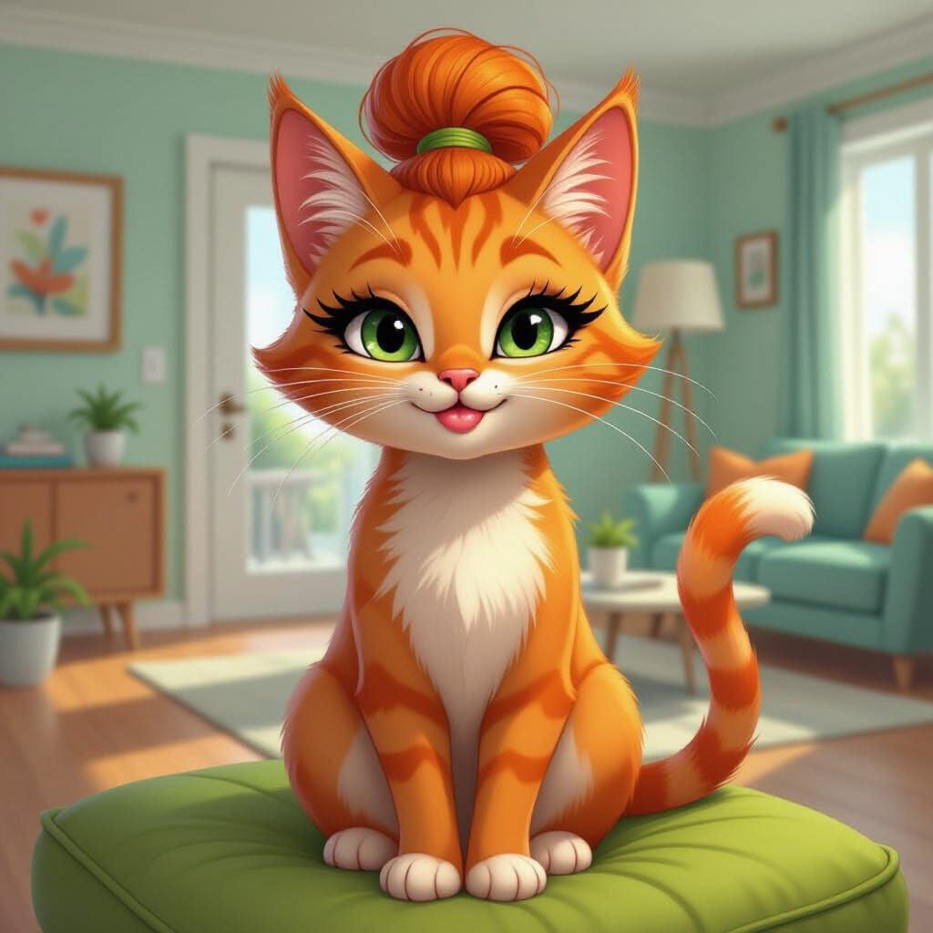 Stylized Cartoon Cat with Human Features