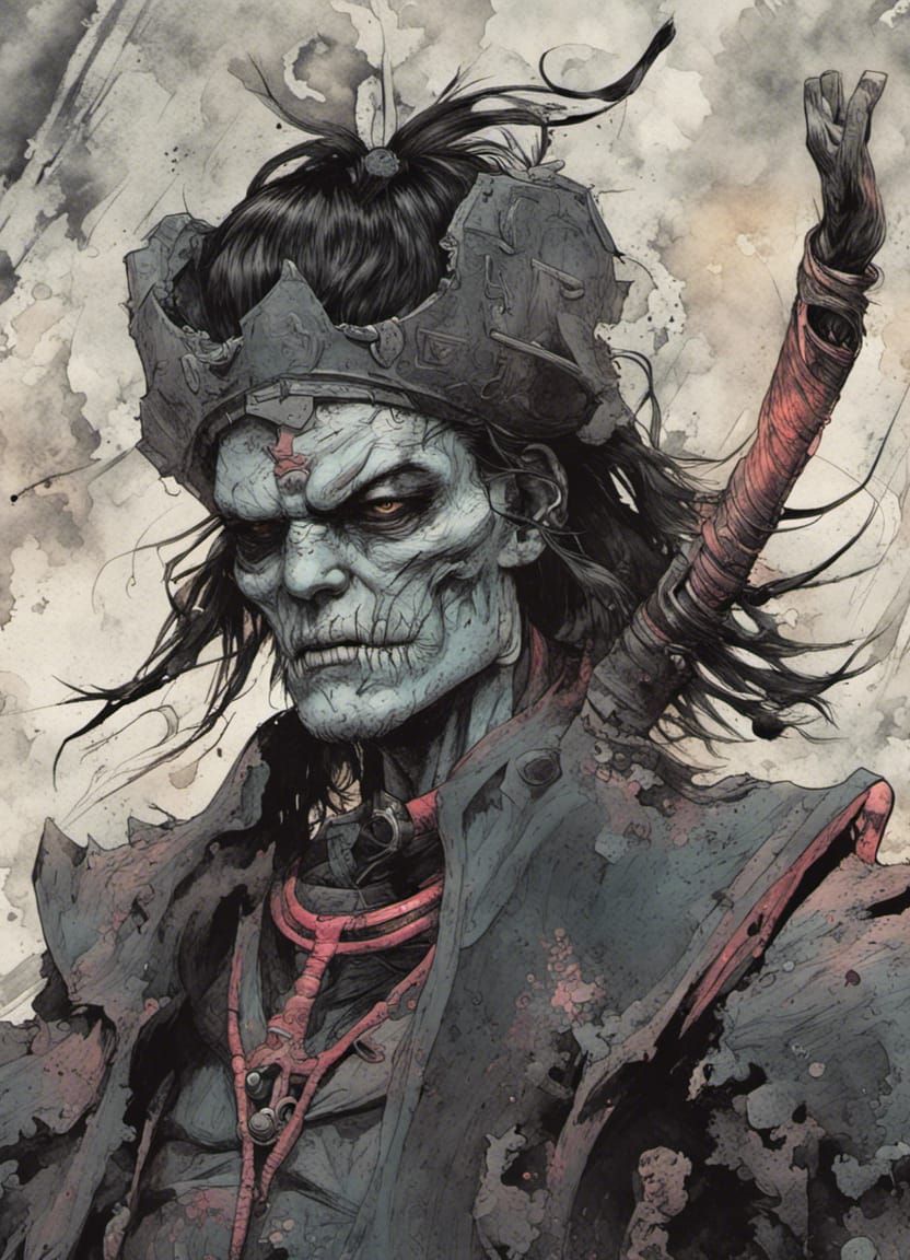 Undead Samurai Warrior in Graphic Novel Style