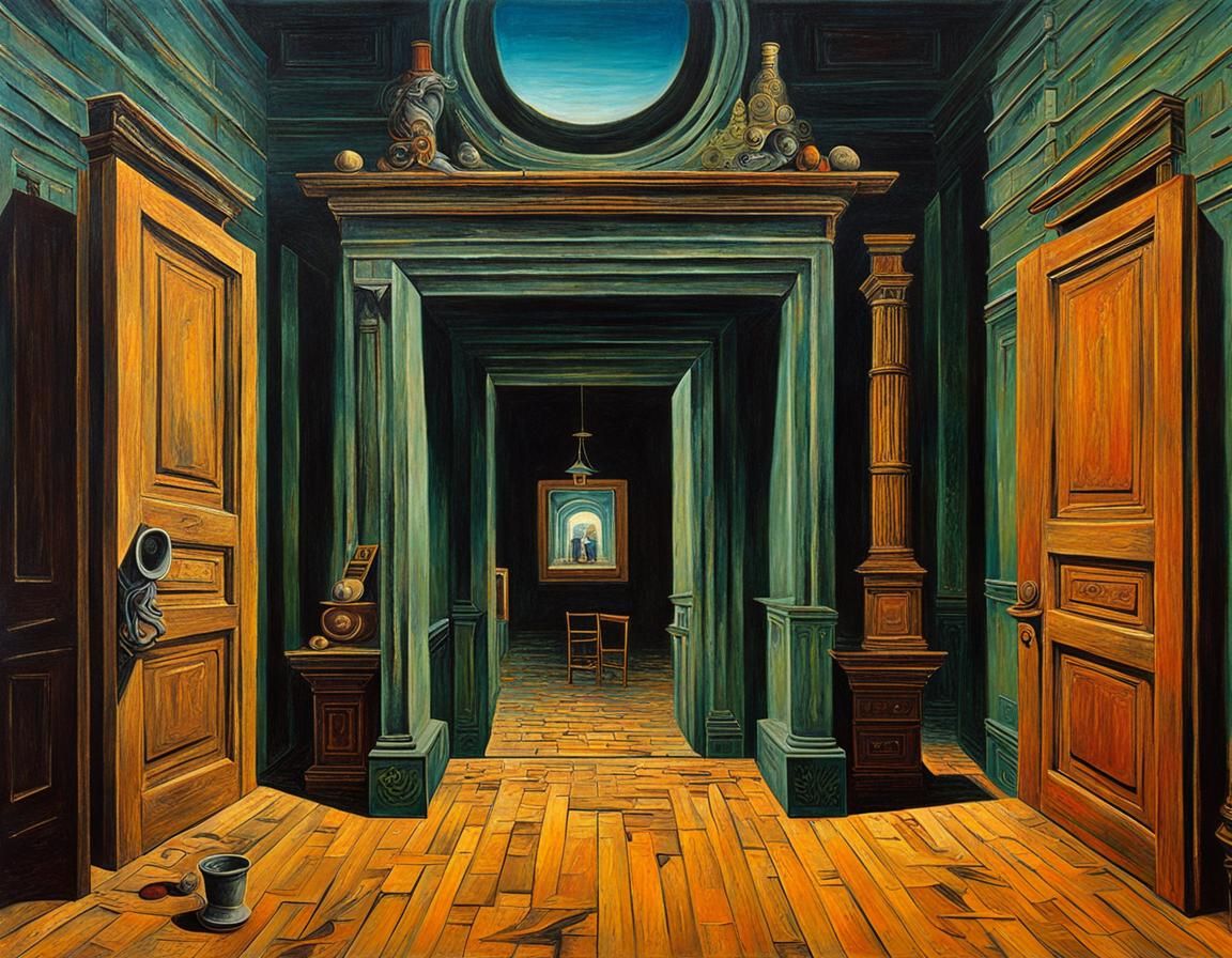Surreal Oil Painting: Secret Room of Poverty