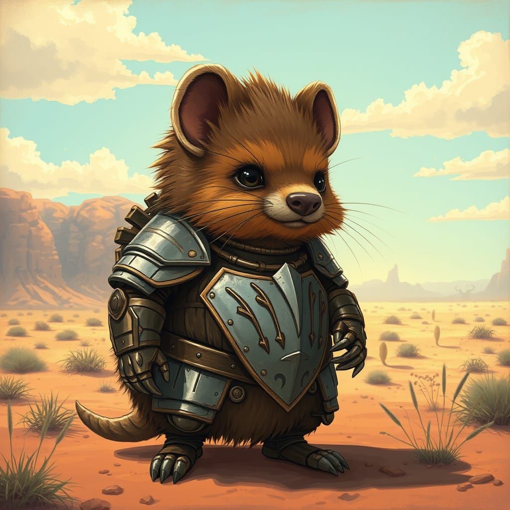 Armored Numbat in Outback, Earthy Concept Art