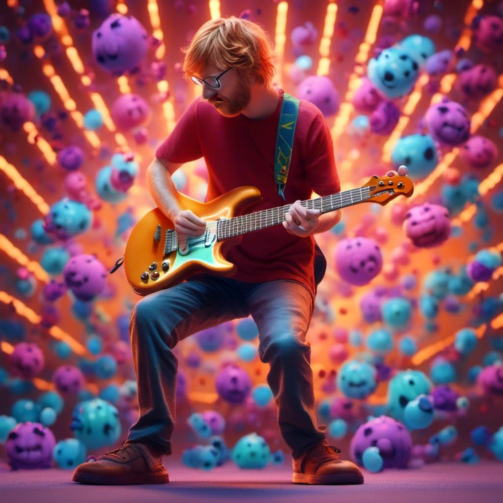 Trey Anastasio Electric Guitar Render in Pixar Style