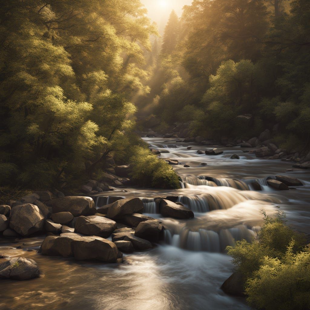 Majestic River Flowing Through Lush Forest